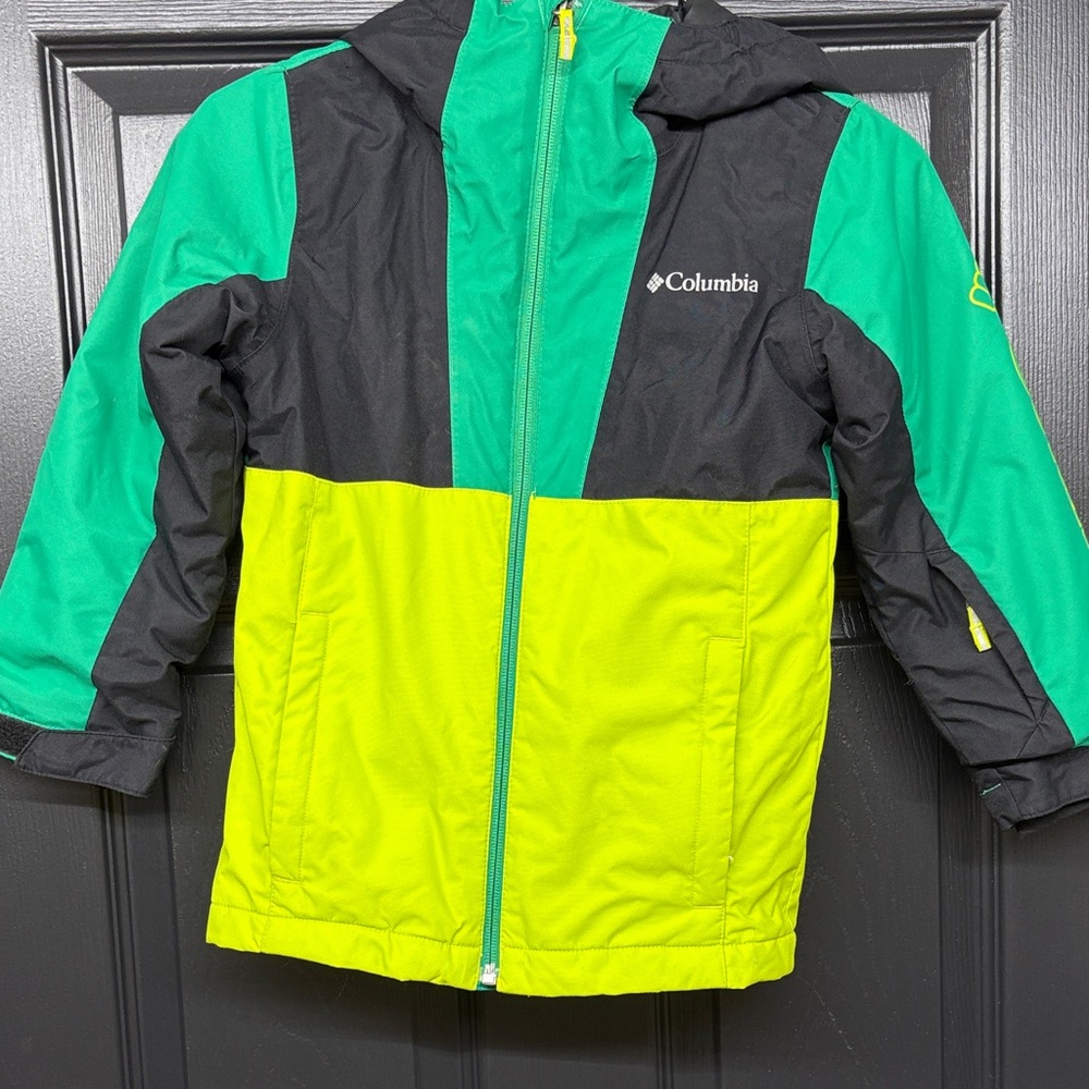 Columbia Kids Colorblock Jacket - Black, Green & Neon Yellow